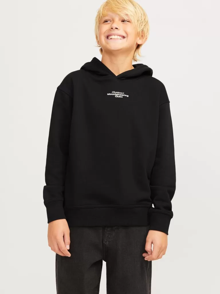 JACK & JONES Bluzy^Nadruk Bluza z kapturem Junior Czarny