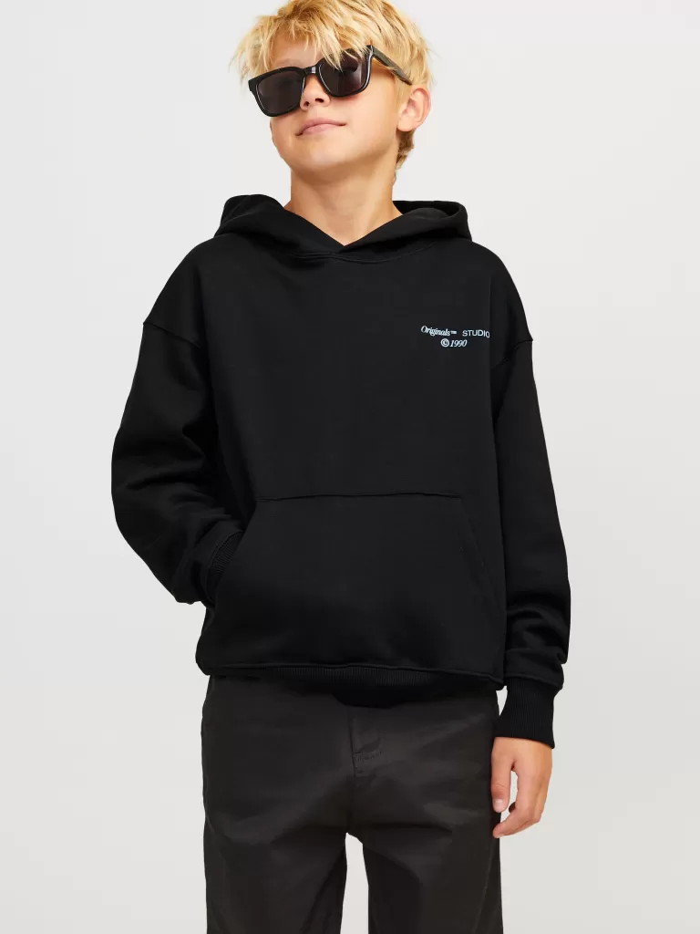 JACK & JONES Bluzy^Nadruk Bluza z kapturem Junior Czarny