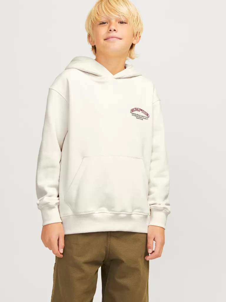 JACK & JONES Bluzy^Nadruk Bluza z kapturem Junior Biały
