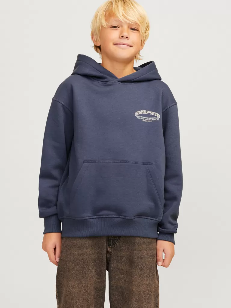 JACK & JONES Bluzy^Nadruk Bluza z kapturem Junior Niebieski