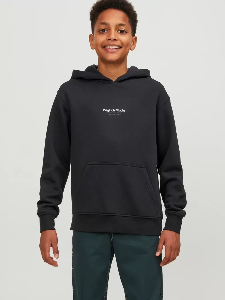 JACK & JONES Bluzy^Nadruk Bluza z kapturem Junior Czarny