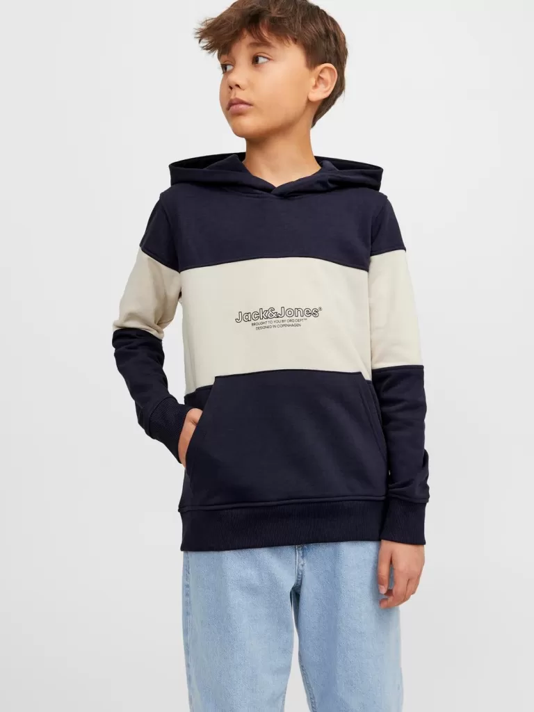 JACK & JONES Bluzy | Wyprzedaż^Nadruk Bluza z kapturem Junior Niebieski