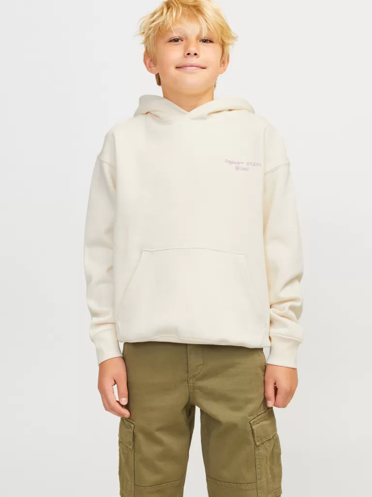 JACK & JONES Bluzy | Wyprzedaż^Nadruk Bluza z kapturem Junior Biały
