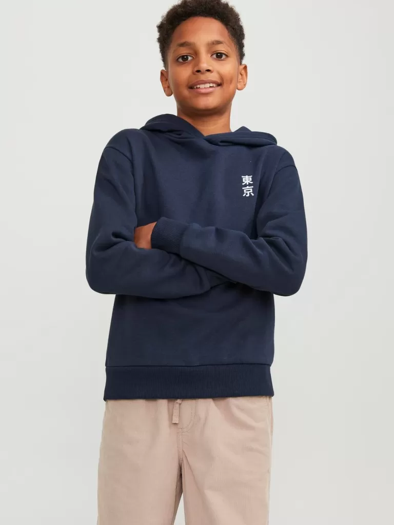 JACK & JONES Bluzy | Wyprzedaż^Nadruk Bluza z kapturem Junior Niebieski
