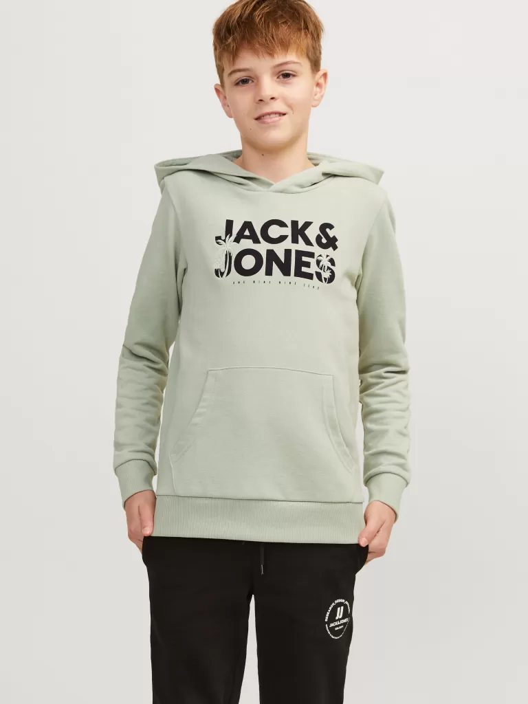 JACK & JONES Bluzy | Wyprzedaż^Nadruk Bluza z kapturem Junior Zielony