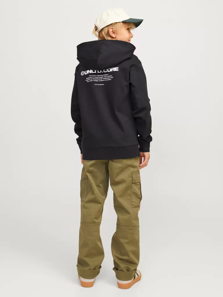 JACK & JONES Bluzy | Wyprzedaż^Nadruk Bluza z kapturem Junior Czarny