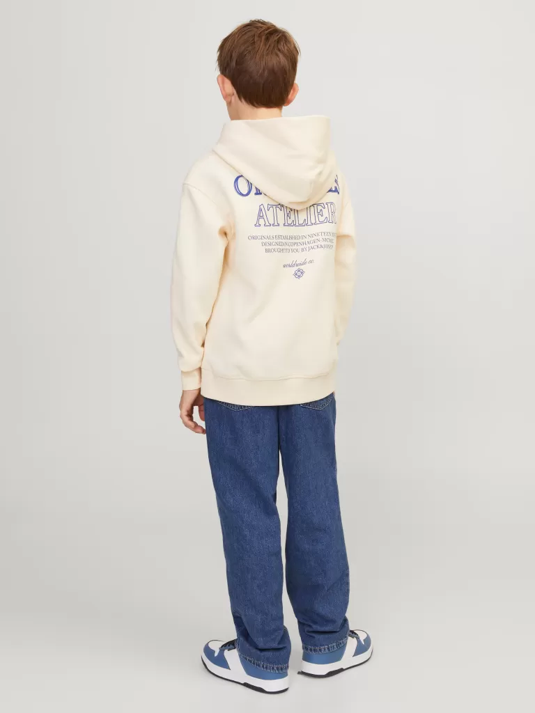 JACK & JONES Bluzy^Nadruk Bluza z kapturem Junior Biały