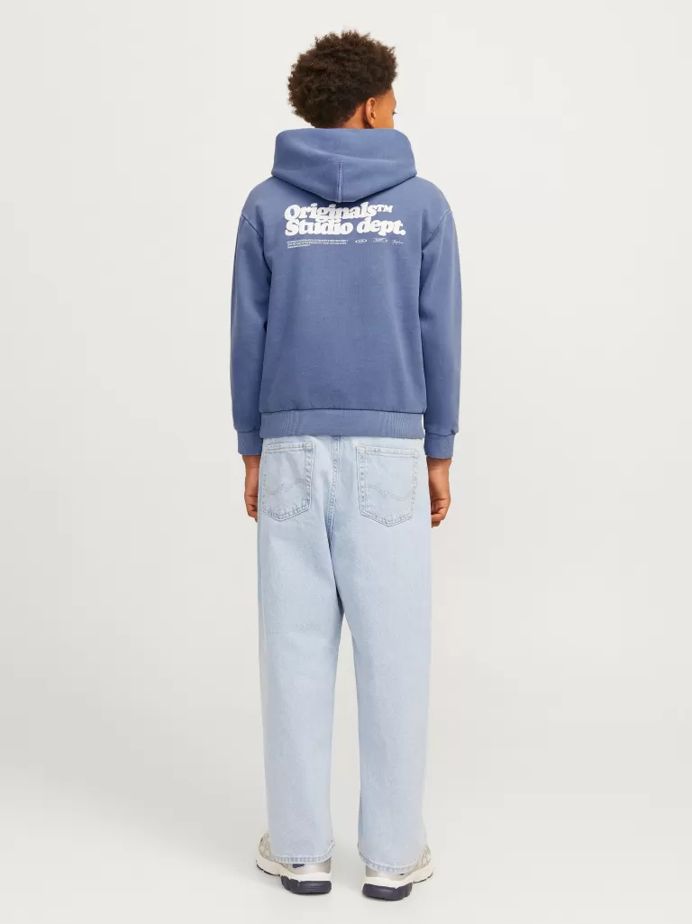 JACK & JONES Bluzy^Nadruk Bluza z kapturem Junior Niebieski