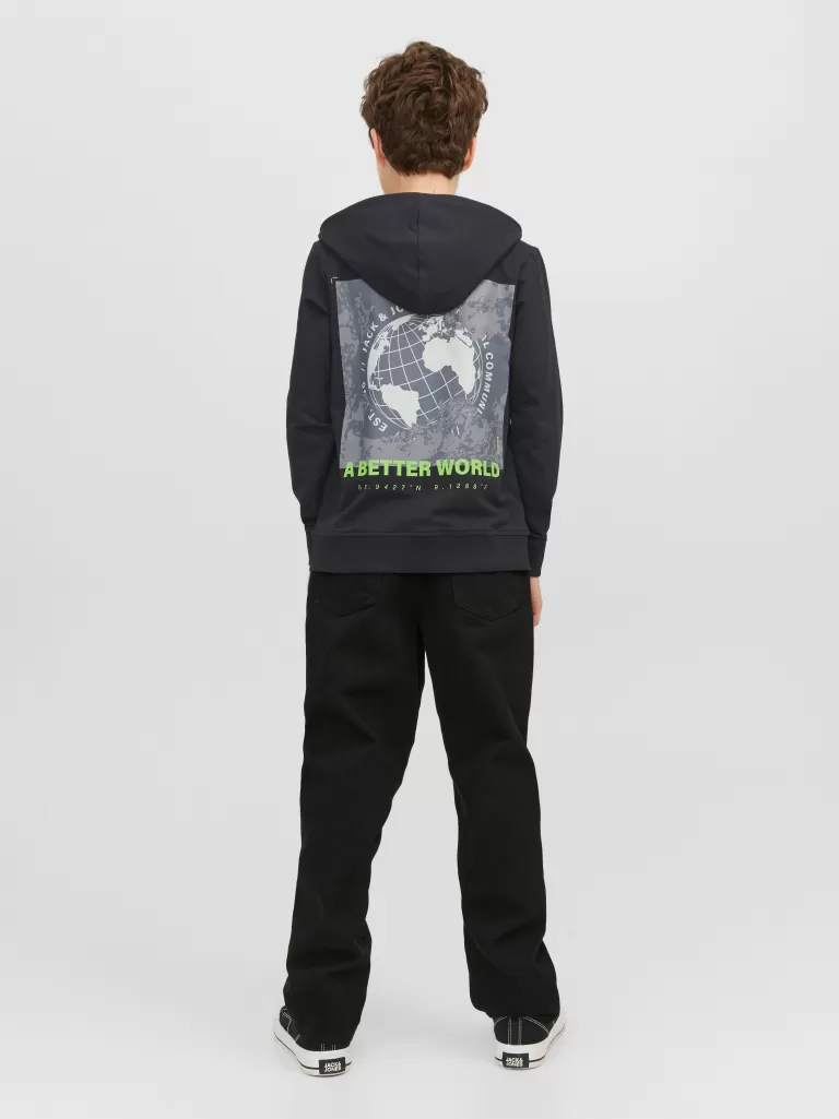 JACK & JONES Bluzy | Wyprzedaż^Nadruk Bluza z kapturem Junior Czarny