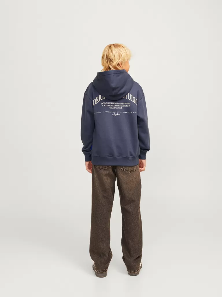 JACK & JONES Bluzy^Nadruk Bluza z kapturem Junior Niebieski