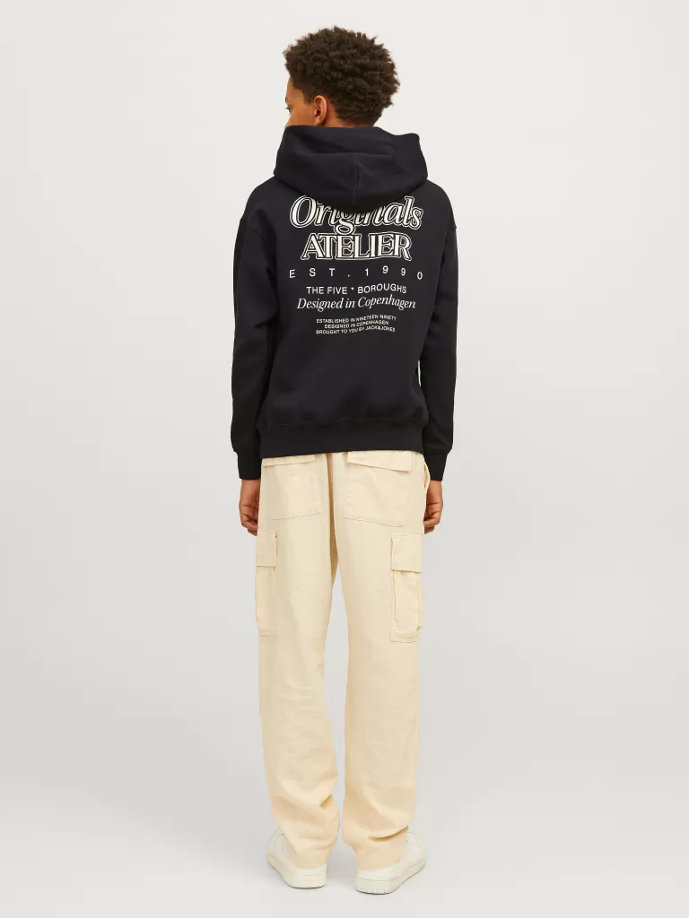JACK & JONES Bluzy | Wyprzedaż^Nadruk Bluza z kapturem Junior Czarny
