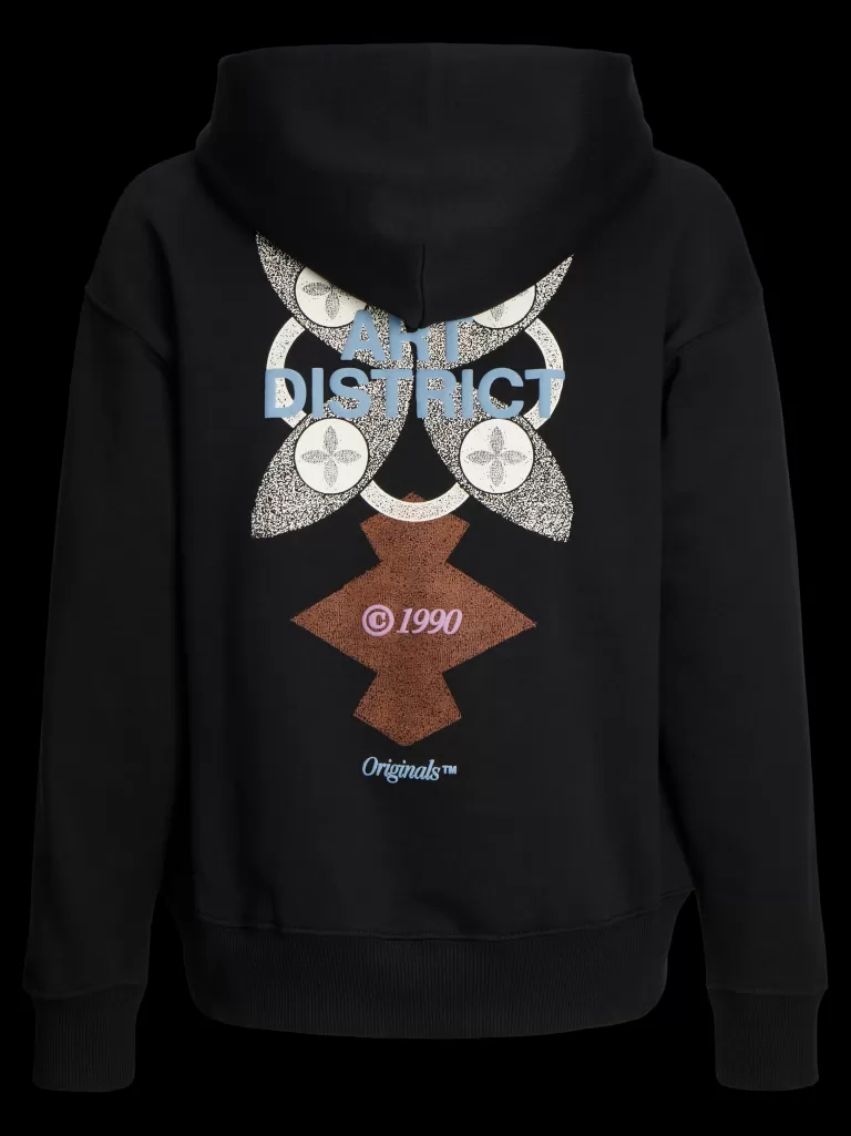 JACK & JONES Bluzy^Nadruk Bluza z kapturem Mini Czarny