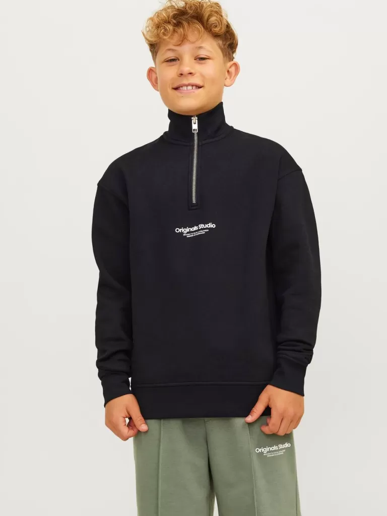 JACK & JONES Bluzy^Nadruk Bluza zapinana na zamek Junior Czarny