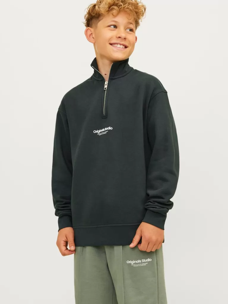 JACK & JONES Bluzy^Nadruk Bluza zapinana na zamek Junior Zielony