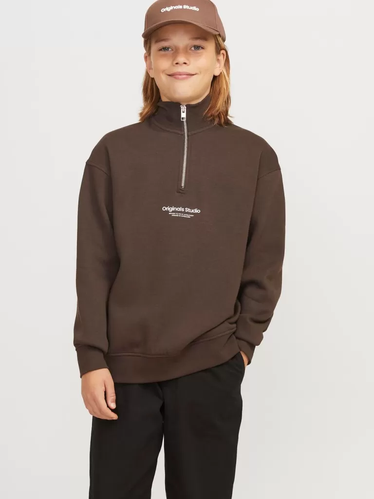 JACK & JONES Bestsellery | Bluzy^Nadruk Bluza zapinana na zamek Junior Brązowy