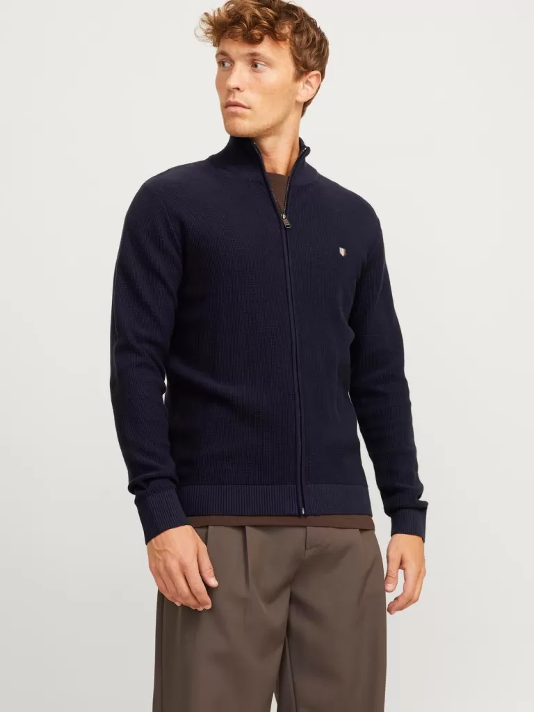 JACK & JONES Swetry^Nadruk Kardigan Niebieski