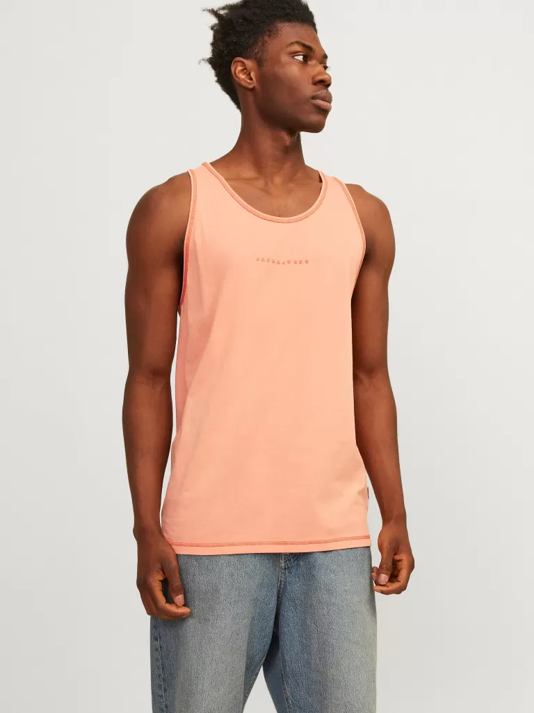 JACK & JONES Koszulki^Nadruk Okrągły dekolt Koszulka bokserka Pomarańczowy