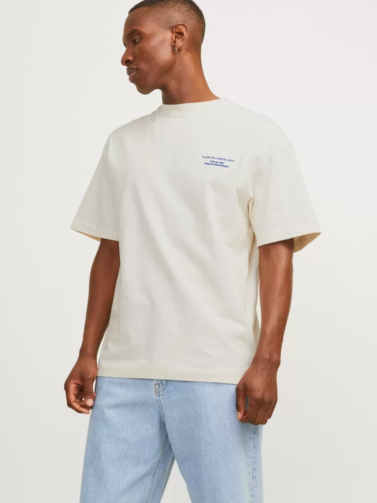JACK & JONES Koszulki^Nadruk Okrągły dekolt T-shirt Biały