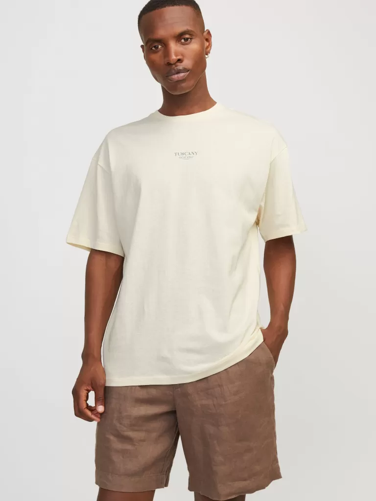 JACK & JONES Koszulki^Nadruk Okrągły dekolt T-shirt Biały