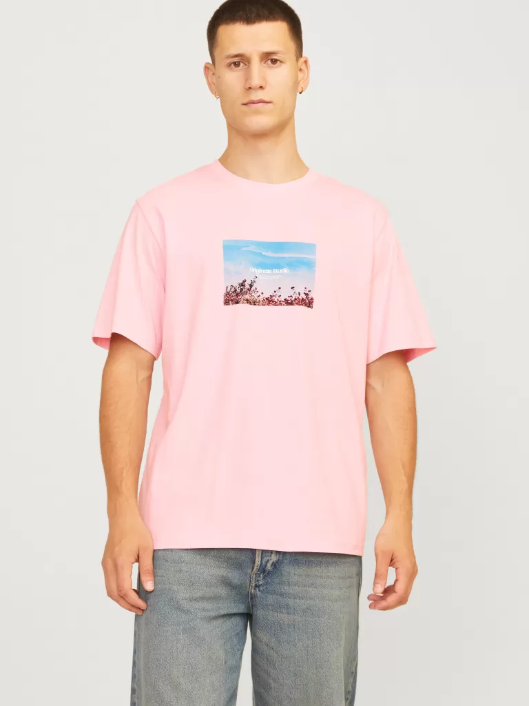 JACK & JONES Koszulki^Nadruk Okrągły dekolt T-shirt Róży