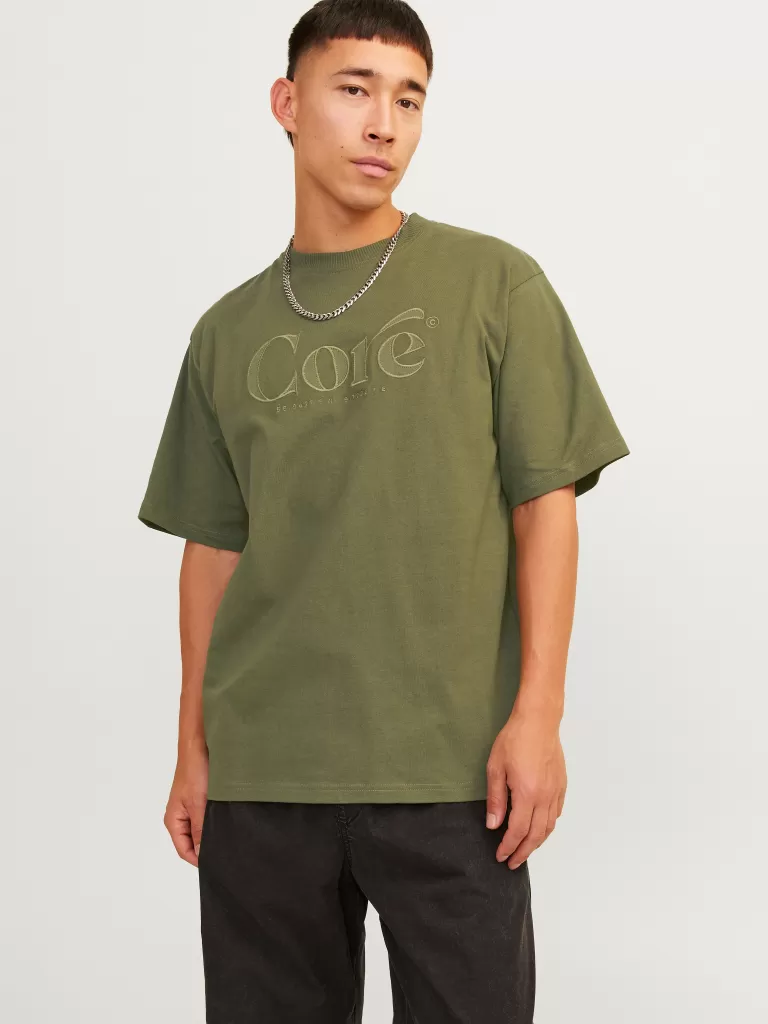 JACK & JONES Koszulki^Nadruk Okrągły dekolt T-shirt Zielony