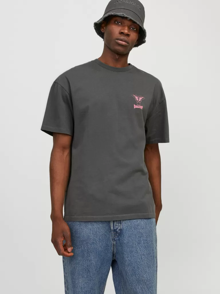JACK & JONES Koszulki^Nadruk Okrągły dekolt T-shirt Szary