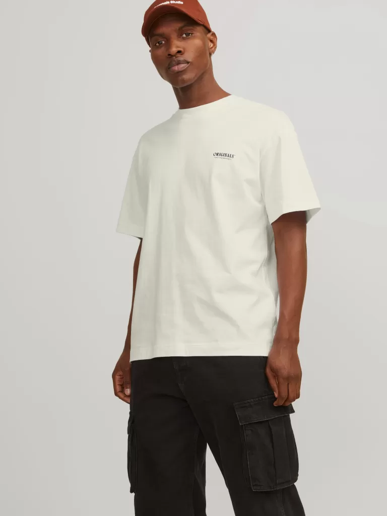JACK & JONES Koszulki^Nadruk Okrągły dekolt T-shirt Biały