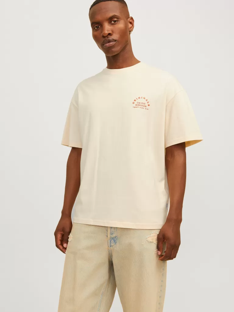 JACK & JONES Koszulki^Nadruk Okrągły dekolt T-shirt Biały