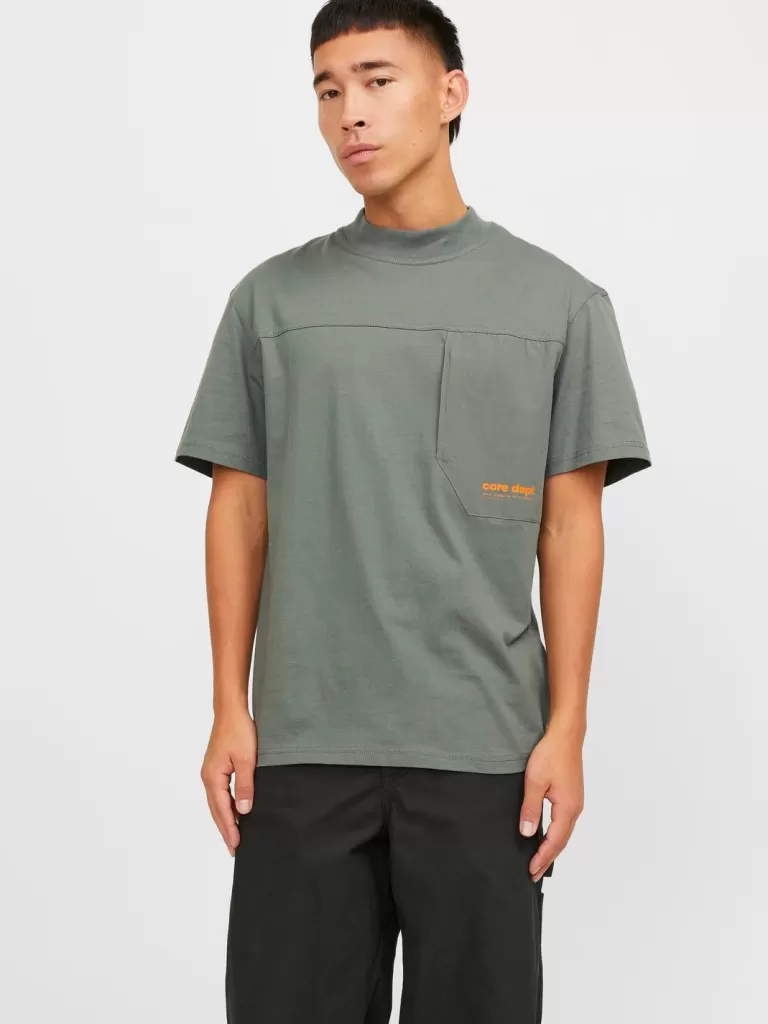 JACK & JONES Koszulki^Nadruk Okrągły dekolt T-shirt Zielony