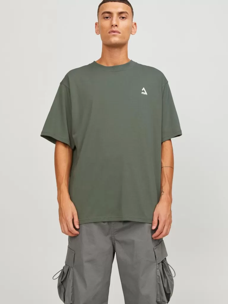 JACK & JONES Koszulki^Nadruk Okrągły dekolt T-shirt Zielony