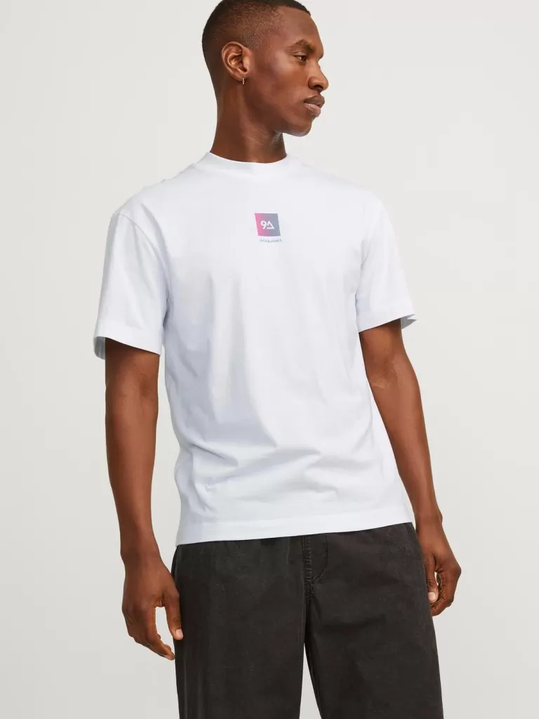 JACK & JONES Koszulki^Nadruk Okrągły dekolt T-shirt Biały
