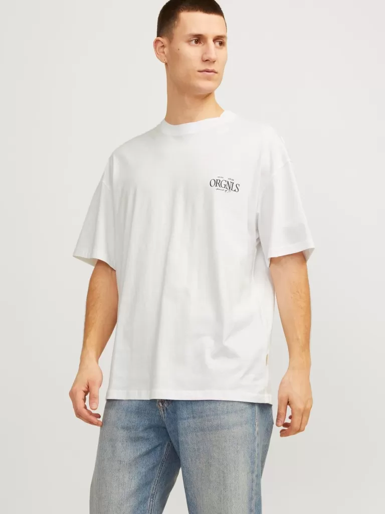 JACK & JONES Koszulki^Nadruk Okrągły dekolt T-shirt Biały
