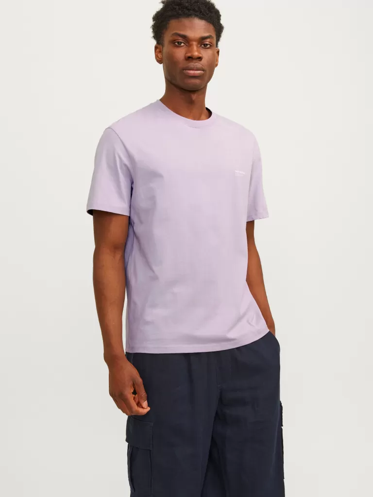 JACK & JONES Koszulki^Nadruk Okrągły dekolt T-shirt Fioletowy