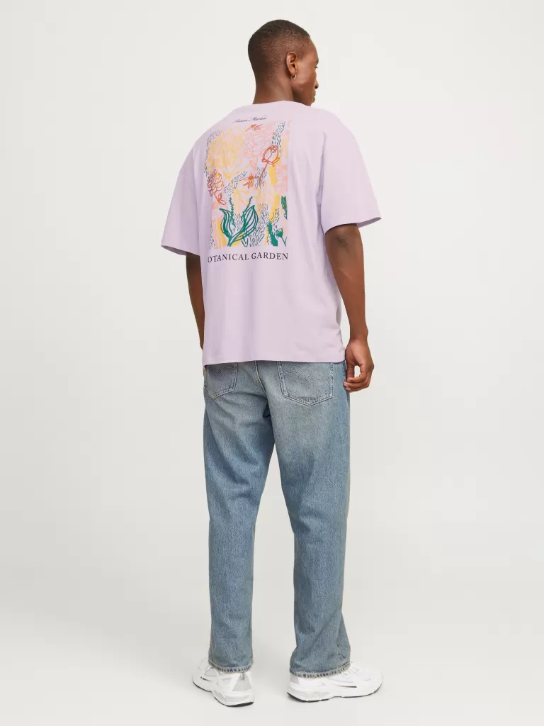 JACK & JONES Koszulki^Nadruk Okrągły dekolt T-shirt Fioletowy