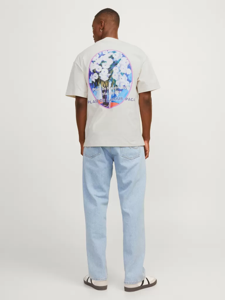JACK & JONES Koszulki^Nadruk Okrągły dekolt T-shirt Biały