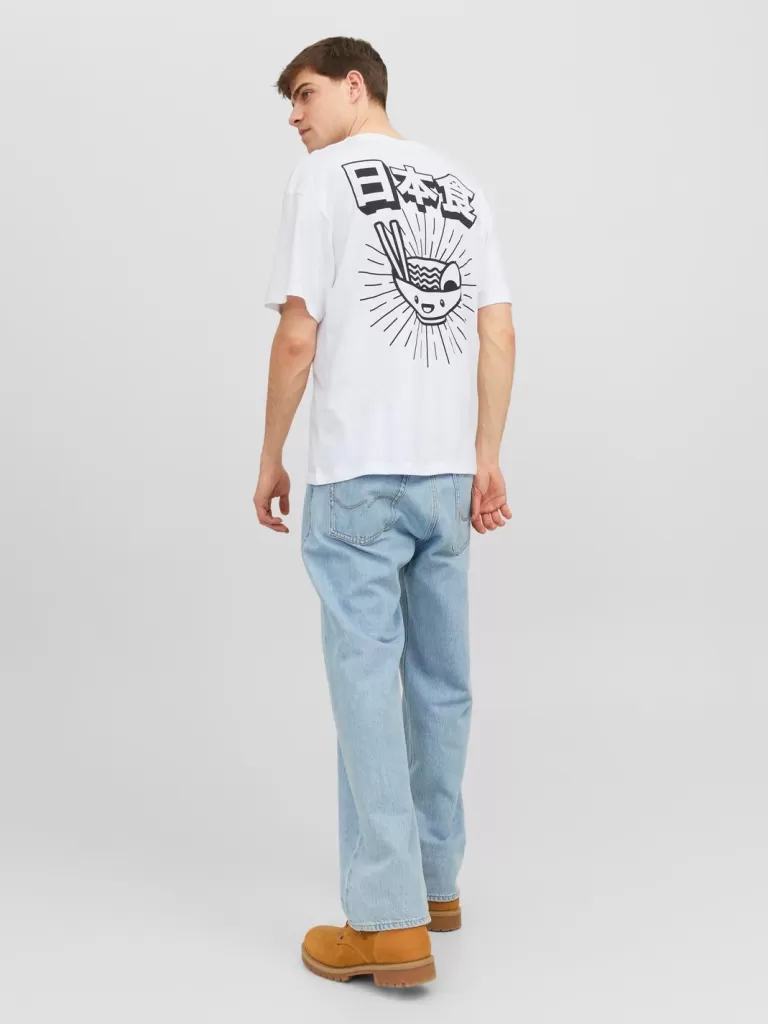 JACK & JONES Koszulki^Nadruk Okrągły dekolt T-shirt Biały