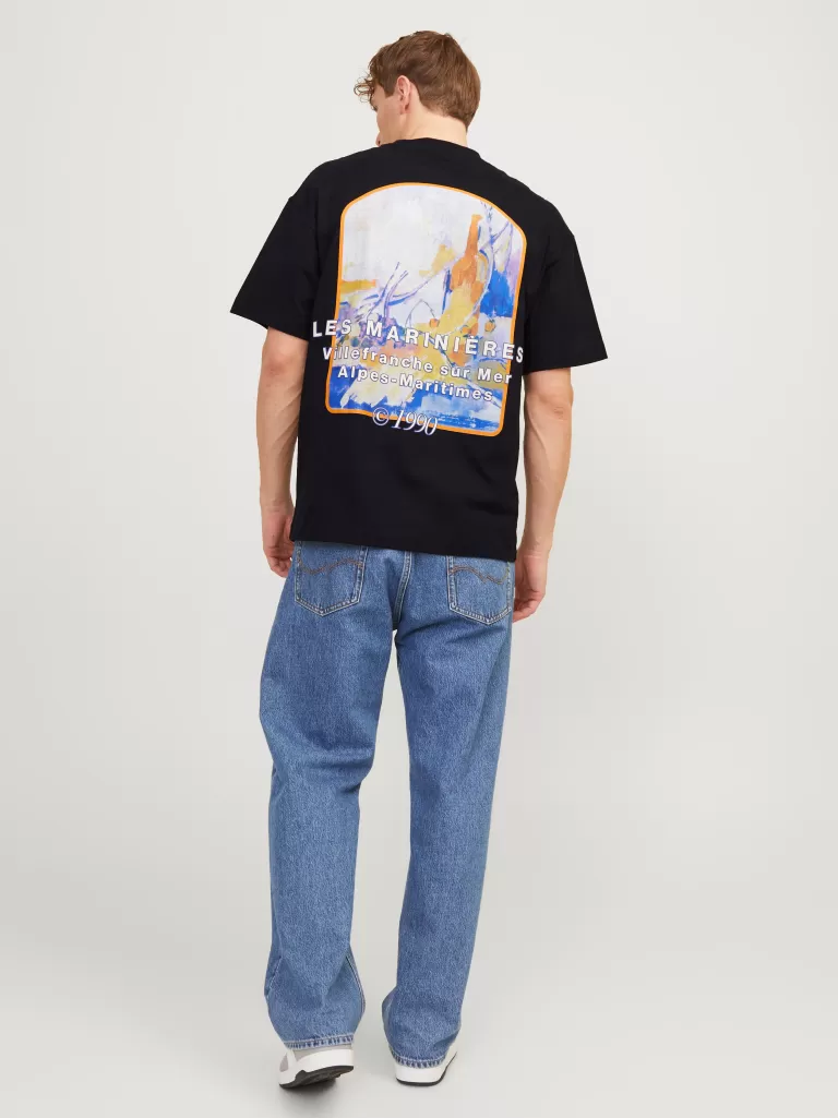 JACK & JONES Koszulki^Nadruk Okrągły dekolt T-shirt Czarny