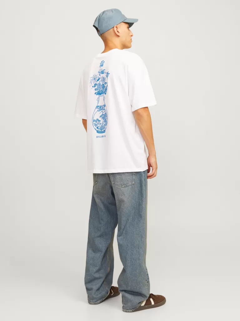 JACK & JONES Koszulki^Nadruk Okrągły dekolt T-shirt Biały