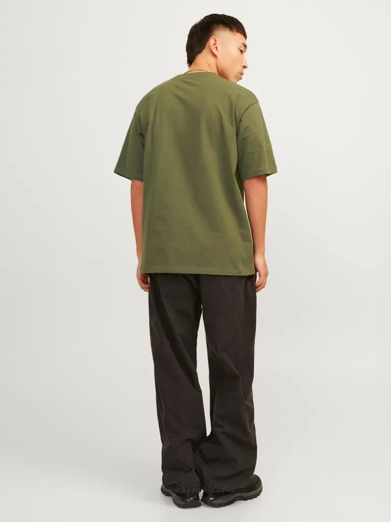 JACK & JONES Koszulki^Nadruk Okrągły dekolt T-shirt Zielony