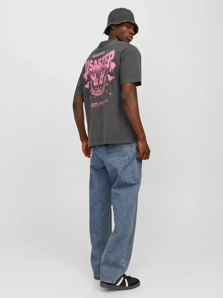 JACK & JONES Koszulki^Nadruk Okrągły dekolt T-shirt Szary