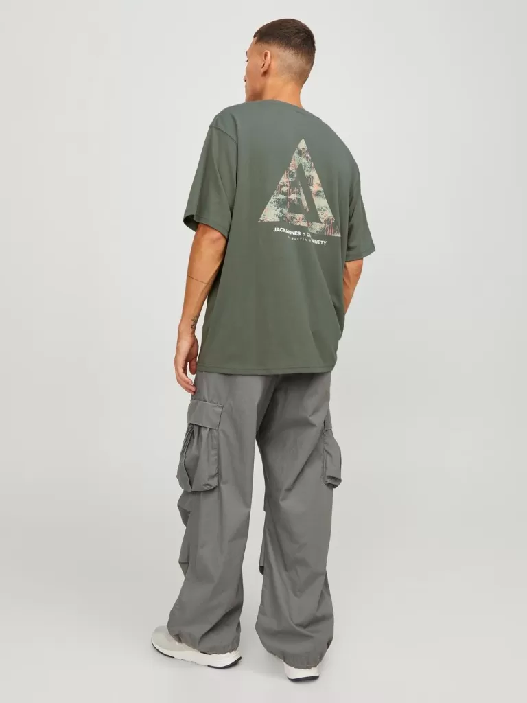 JACK & JONES Koszulki^Nadruk Okrągły dekolt T-shirt Zielony