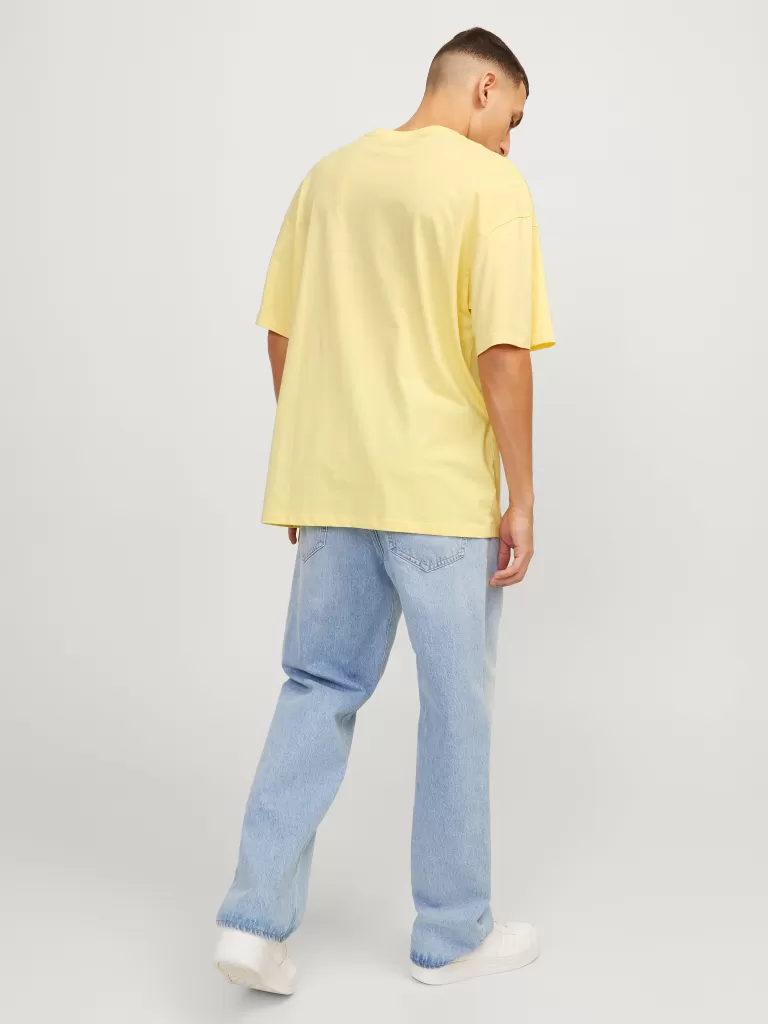 JACK & JONES Koszulki^Nadruk Okrągły dekolt T-shirt Żółty