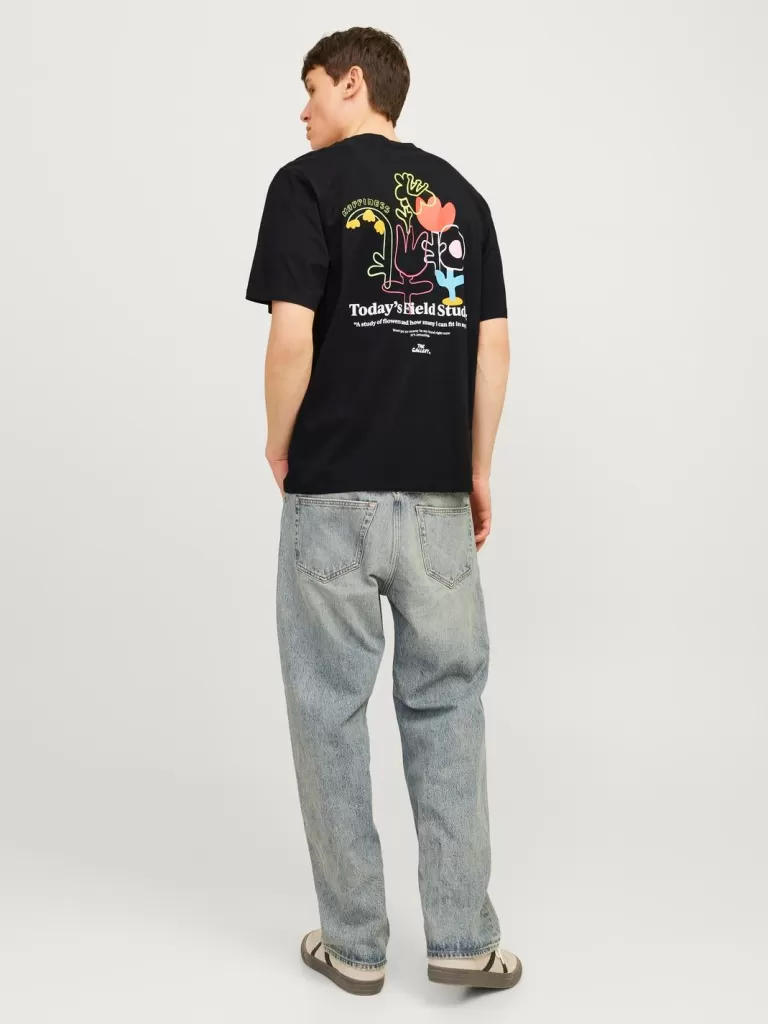 JACK & JONES Koszulki^Nadruk Okrągły dekolt T-shirt Czarny