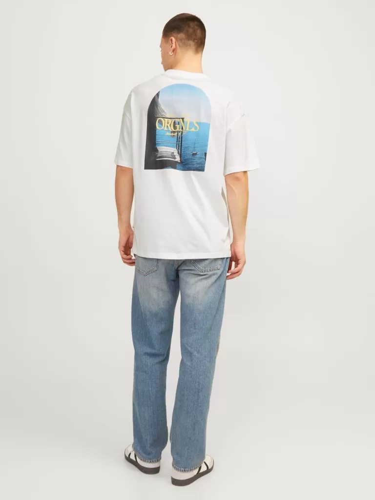 JACK & JONES Koszulki^Nadruk Okrągły dekolt T-shirt Biały