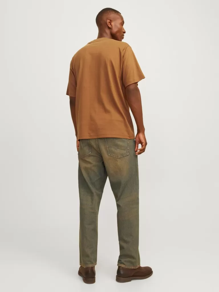 JACK & JONES Koszulki^Nadruk Okrągły dekolt T-shirt Pomarańczowy