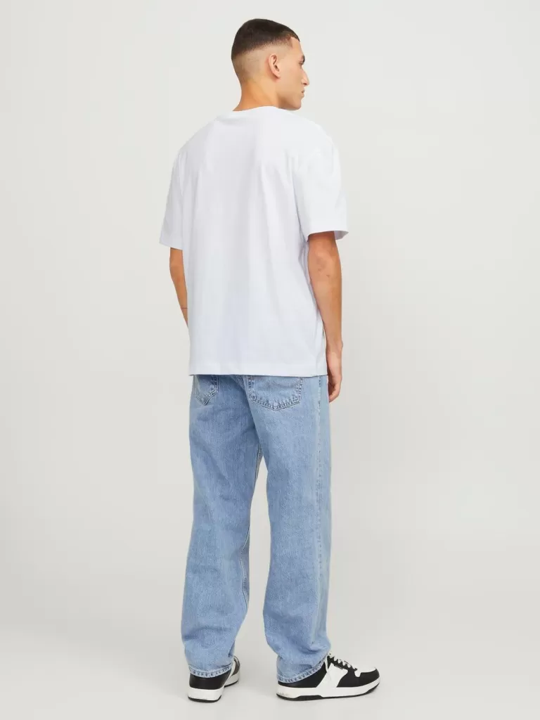 JACK & JONES Koszulki^Nadruk Okrągły dekolt T-shirt Biały