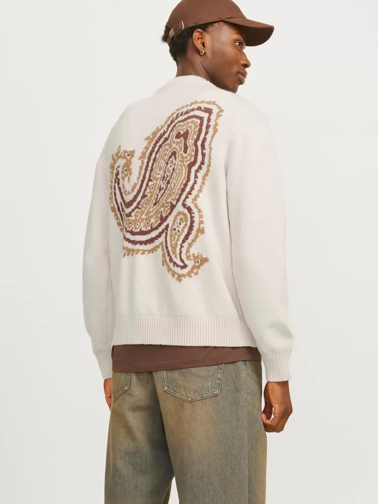 JACK & JONES Swetry^Nadruk Sweter wkładany przez głowę Biały
