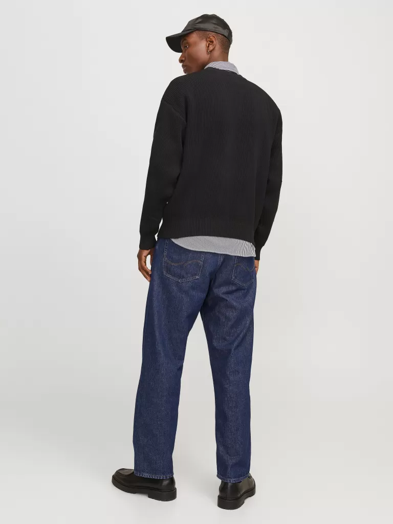 JACK & JONES Swetry^Nadruk Sweter wkładany przez głowę Czarny