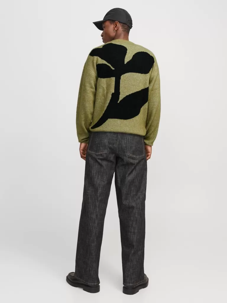JACK & JONES Swetry^Nadruk Sweter wkładany przez głowę Zielony
