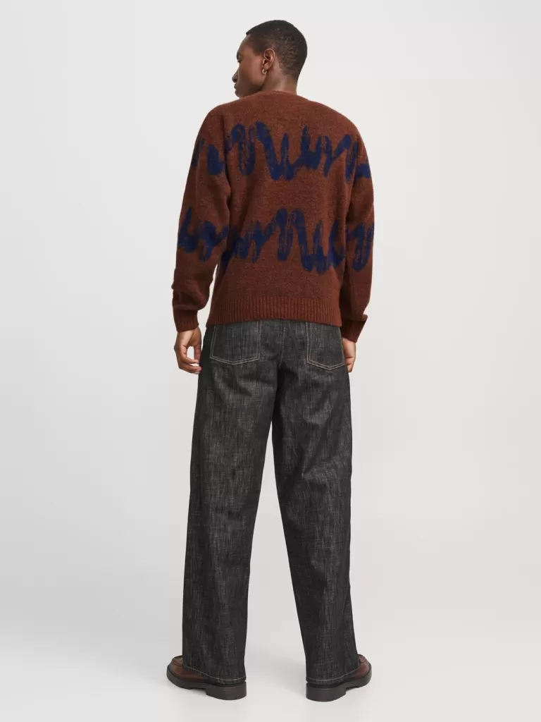 JACK & JONES Swetry^Nadruk Sweter wkładany przez głowę Pomarańczowy